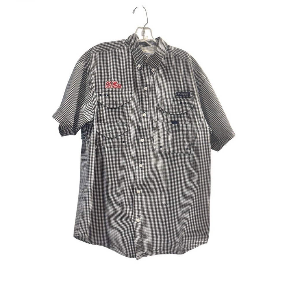 Columbia PFG OLE MISS REBELS Bonehead button up dress shirt men’s size medium